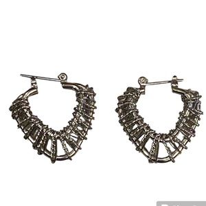 Earrings, silver wired hoops